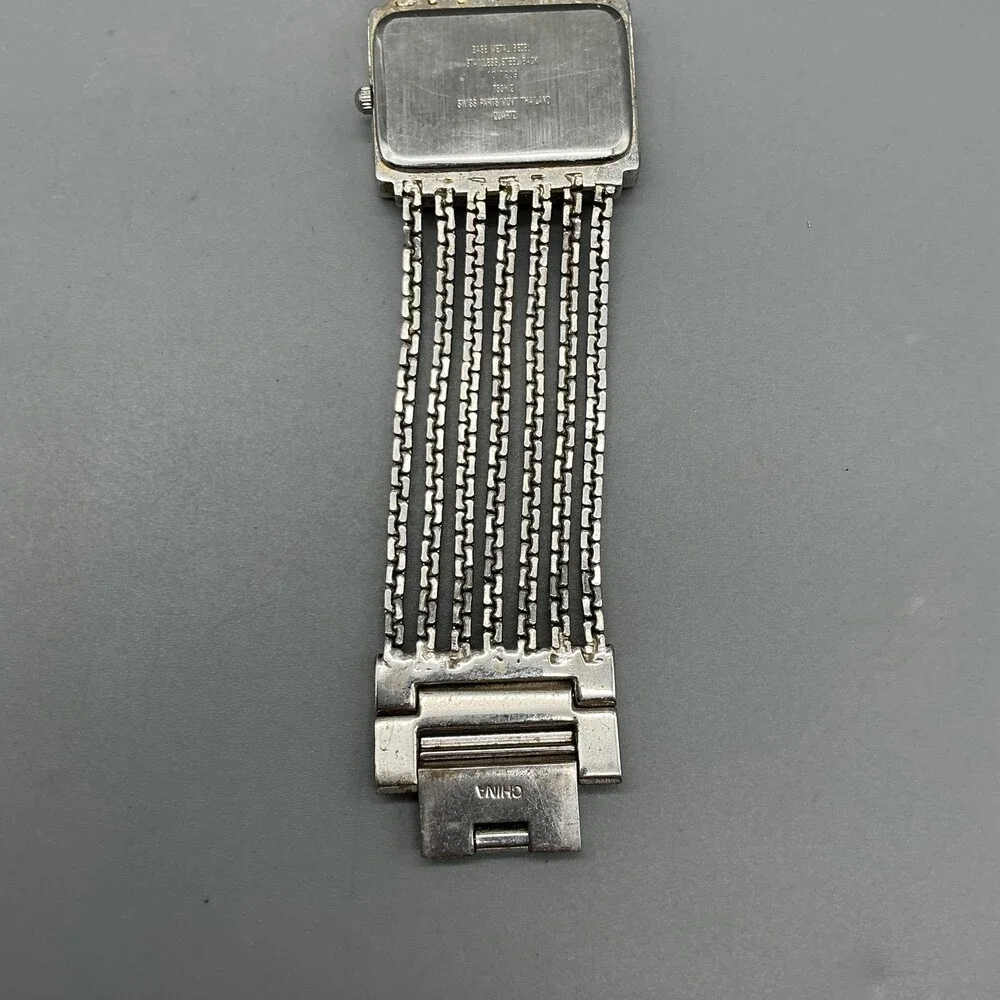 Anne Klein Womens Watch 30mm Silver Dial Diamond Chain Bracelet New Battery 7